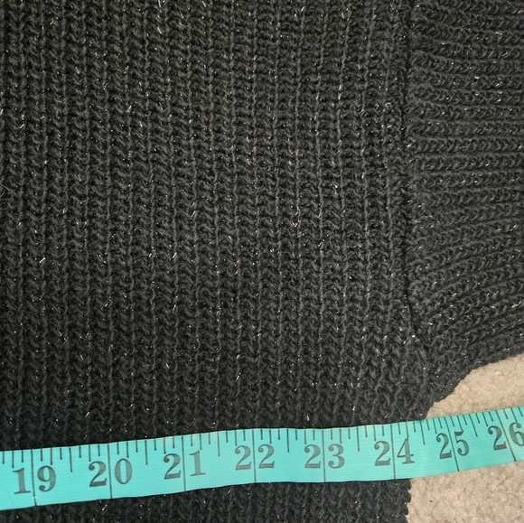 VITA VITALE ITALY Black V-Neck Wool Blend Knit Sweater With White Paint Splatter - Picture 11 of 12